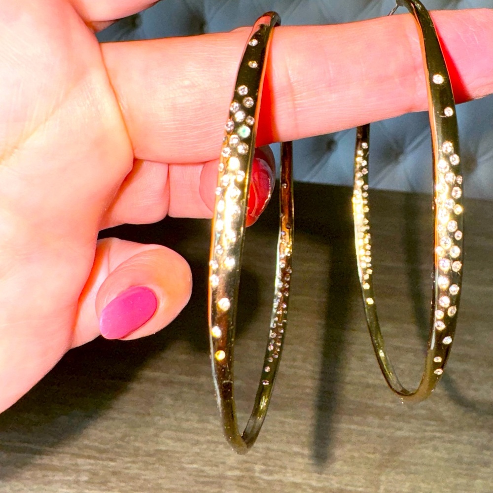 Alexis Bittar Gold Crystal Hoop Earrings